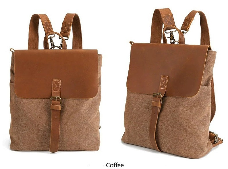 Lady Female Small Canvas Backpack Women New Crazy Horse Etsy