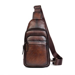 Vintage Mens Waist Bag Single Genuine Leather Shoulder Chest - Etsy
