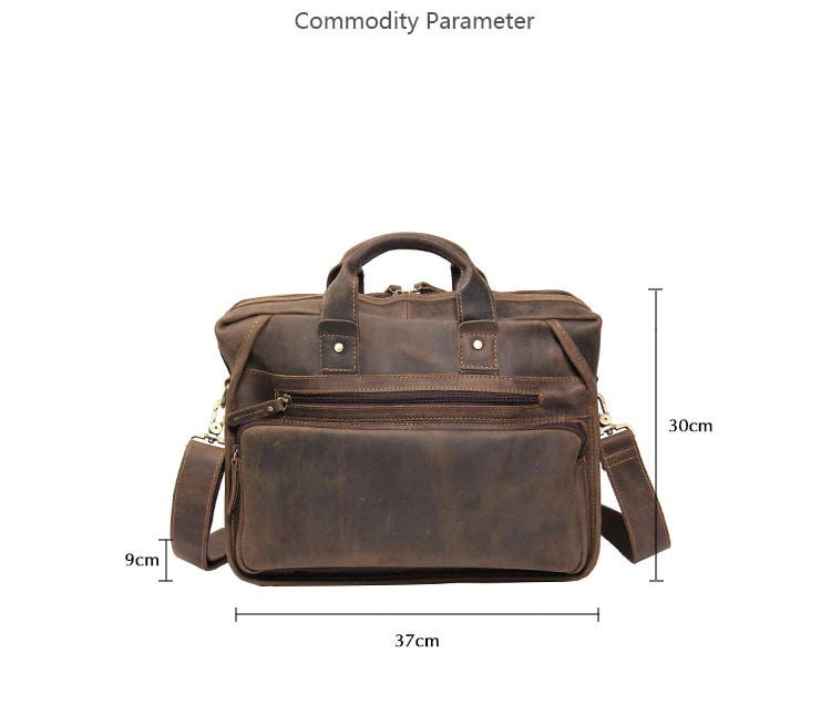 Retro Genuine Leather Men Laptop Bag Wax Leather Briefcase Men - Etsy