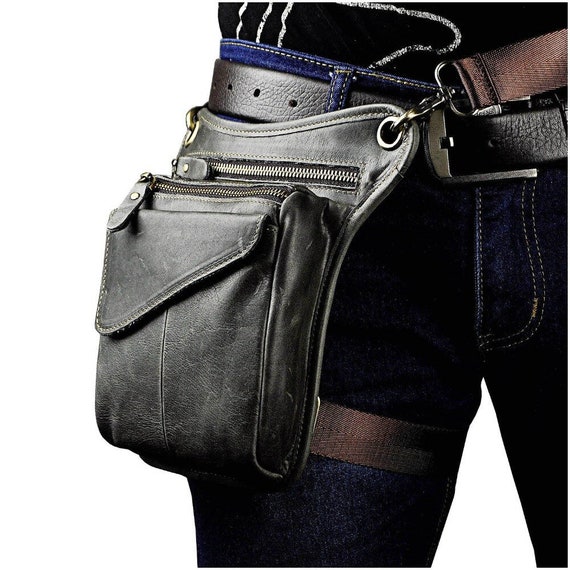 Cera de aceite Cuero real Para hombres Diseño clásico Fanny pack de cuero  para hombros Bolsa de honda Multifunción Moda De viaje Cinturón Paquete de cintura  Bolsa de caída de pierna 