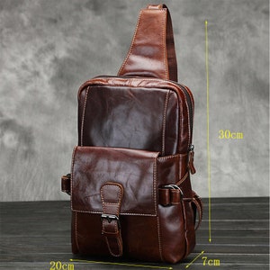 Men Genuine Real Leather Large Capacity Sling Chest Back Pack - Etsy