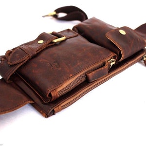 Genuine Natural Leather Belt Shoulder Wallet Bag Man Waist Pocket Pouch ...
