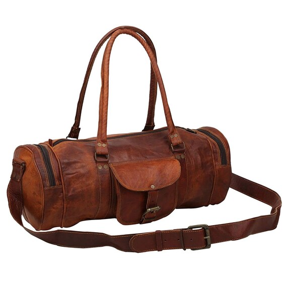 Vintage Crazy Horse Leather men's Travel Duffle luggage Bag Gym Sports  Overnight Weekend (20)
