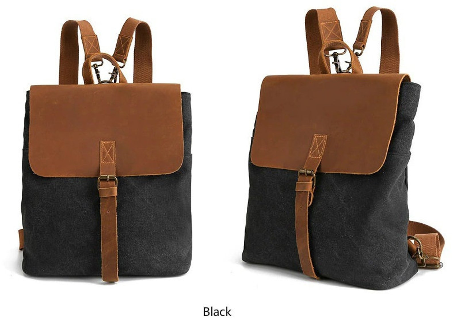 Lady Female Small Canvas Backpack Women New Crazy Horse Etsy