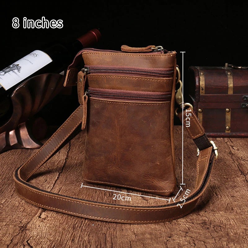 Small vintage leather Boston bag European American popular style crossbody  bag travel Gift For Her Shoulder bag - Brown