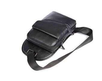 Vintage Mens Waist Bag Single Genuine Leather Shoulder Chest - Etsy