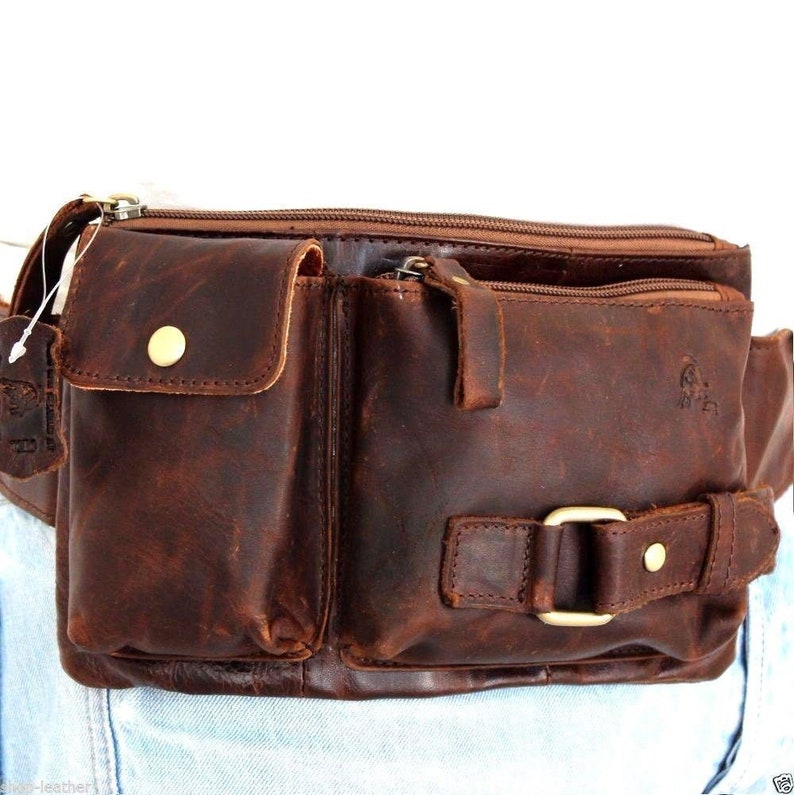 Genuine Natural Leather Belt Shoulder Wallet Bag Man Waist - Etsy