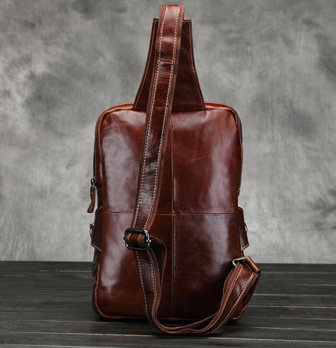 Men Genuine Real Leather Large Capacity Sling Chest Back Pack - Etsy