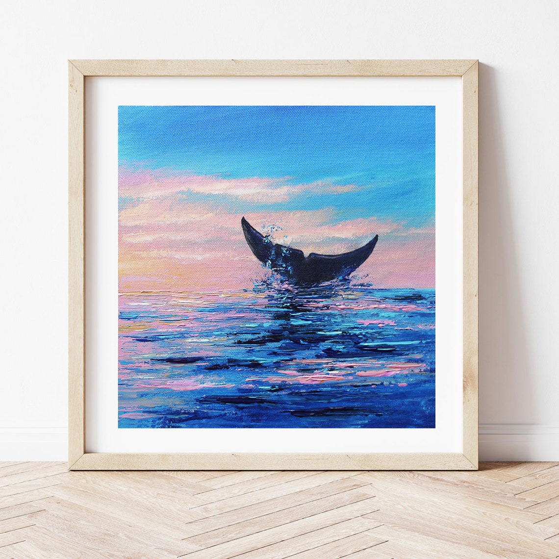 Original Acrylic Painting Whale Dive in the Ocean wall Art/ Etsy