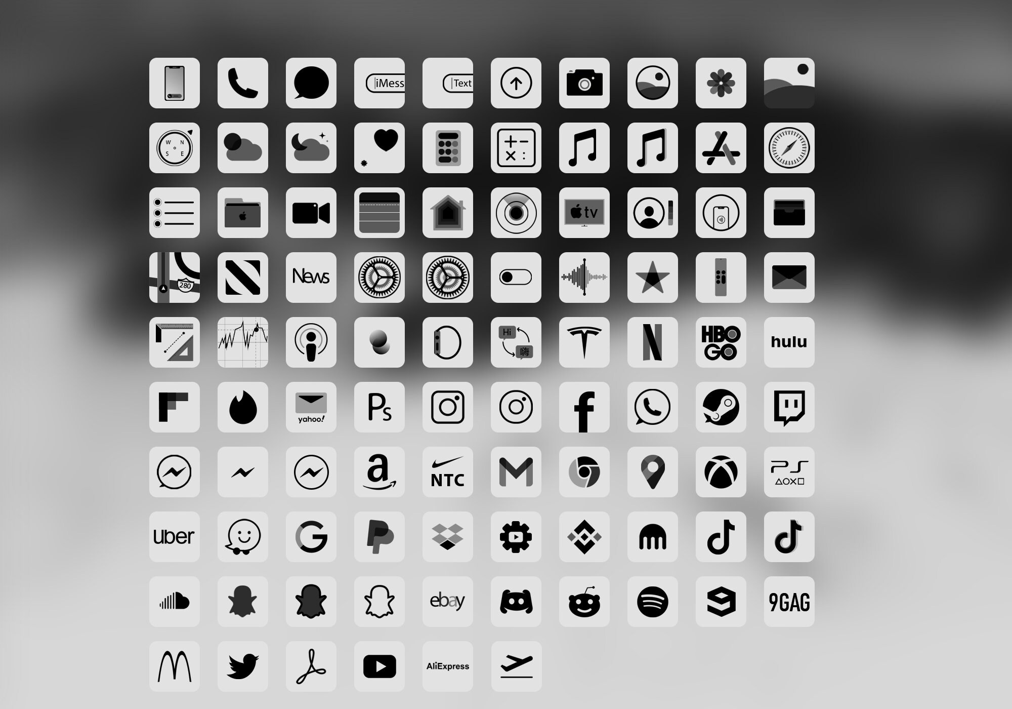 Ios 14 Black & White Icon pack Etsy
