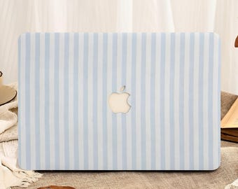 Funda rígida con rayas verticales azules y blancas para MacBook Air de 13/15 pulgadas (2025), MacBook Pro de 13, 14, 15 y 16 pulgadas, M1, M2, M3, M4 y M5.
