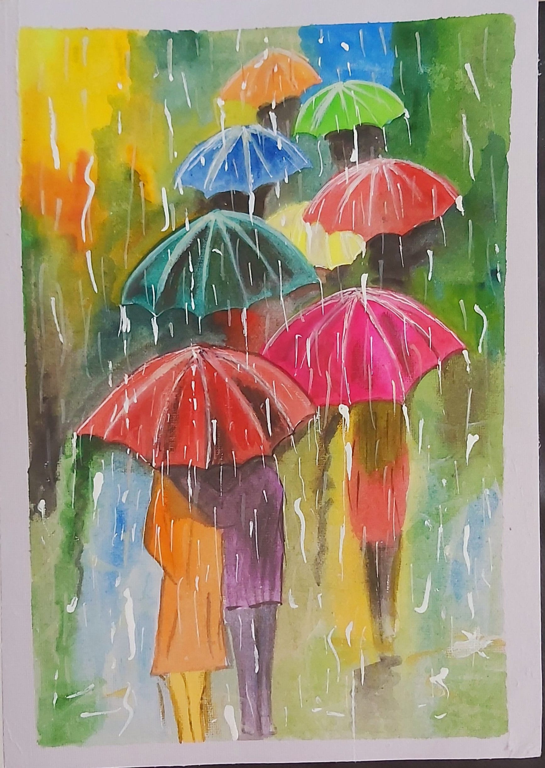 Umbrellas watercolor paintings handmade art Etsy