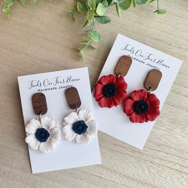 Floral Earrings - Anemones & Poppies