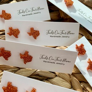 Texas Earrings - Glitter Studs - Game Day Earrings