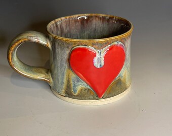 Hand Crafted Mystic Mist Glazed Stoneware Heart Ceramic Mug