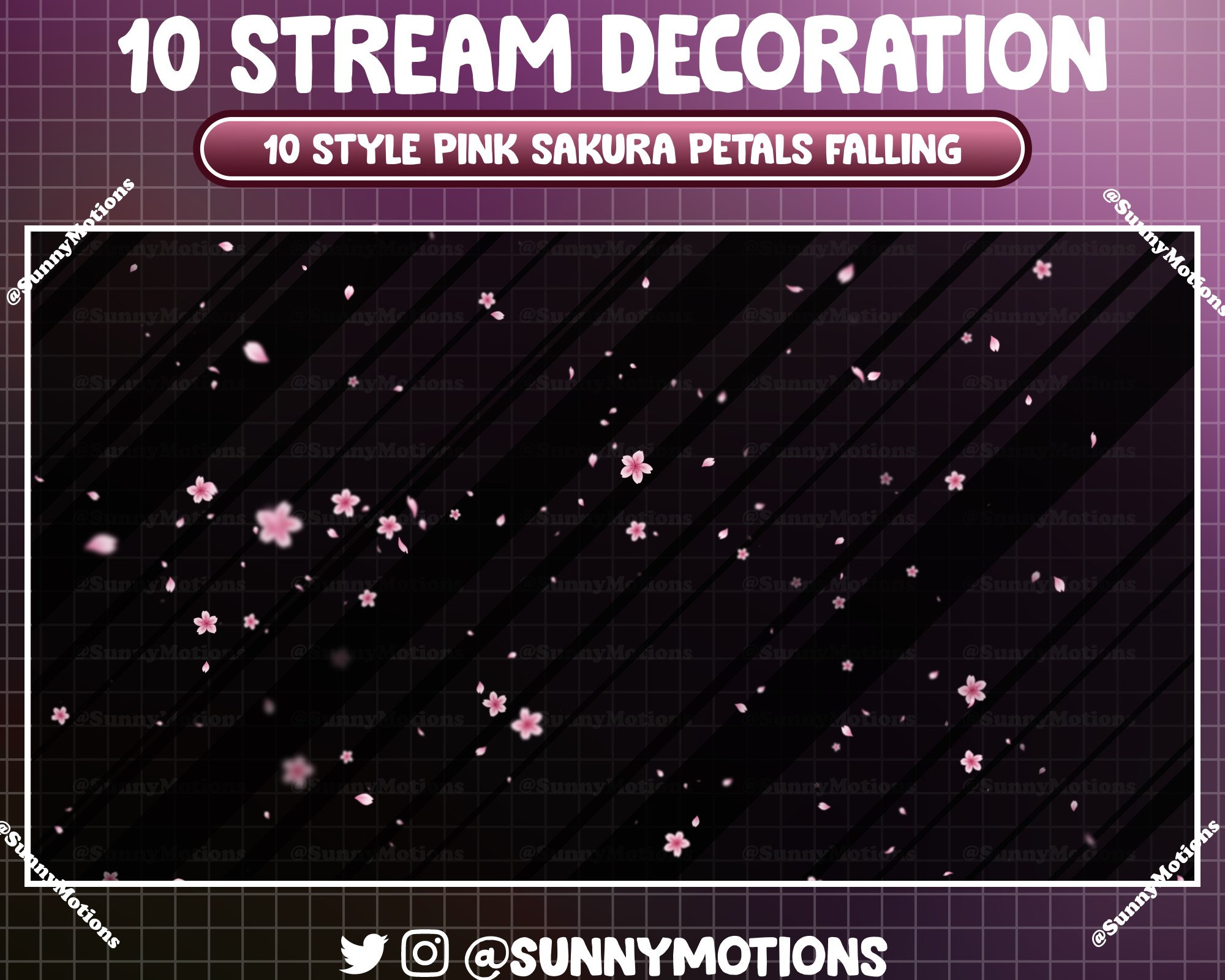 10 Pastel Pink Cherry Blossom Petal Falling Animated Stream Decoration ...