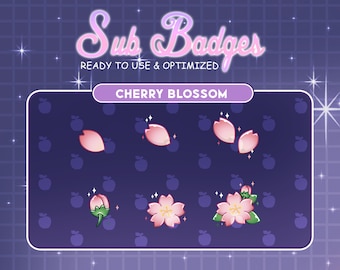 Twitch Sub Badges / Blooming Cherry Blossom  Bit Badges / Emote - Cute Flower Collection / Kawaii / Streamer / Sparkes /  Twitch / Discord