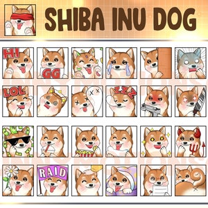 Cute Chibi Kawaii Shiba Inu Dog Twitch Discord Mixer Youtube Emotes / Kawai Animal Emoji / Subscriber / Loyalty Sub Bit Badges / Puppy Emote