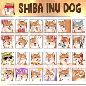 Cute Chibi Kawaii Shiba Inu Dog Twitch Discord Mixer Youtube Emotes / Kawai Animal Emoji / Subscriber / Loyalty Sub Bit Badges / Puppy Emote