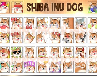Lindo Chibi Kawaii Shiba Inu Perro Twitch Discord Mixer Youtube Emotes / Kawai Animal Emoji / Suscriptor / Lealtad Sub Bit Insignias / Cachorro Emote