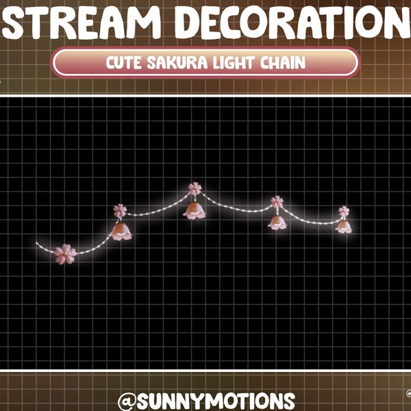 1 Animated Twitch Stream Decoration: Pink Sakura Lights String / Cozy Aesthetic Spring Night / Cherry Blossom Light Chains Add-on Overlay