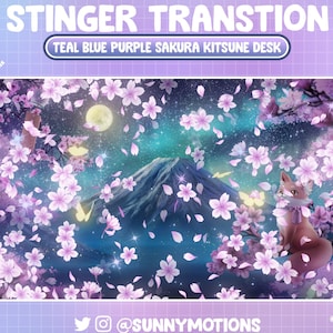 1 Animated Pink Purple Blooming Cherry Blossom Stream Stinger Transition, Japanese Sakura Twitch Overlay, OBS Vtuber Assets, Twitch Alerts image 4