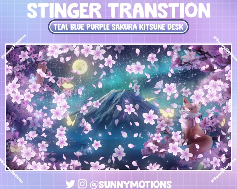 1 Animated Pink Purple Blooming Cherry Blossom Stream Stinger Transition, Japanese Sakura Twitch Overlay, OBS Vtuber Assets, Twitch Alerts image 4