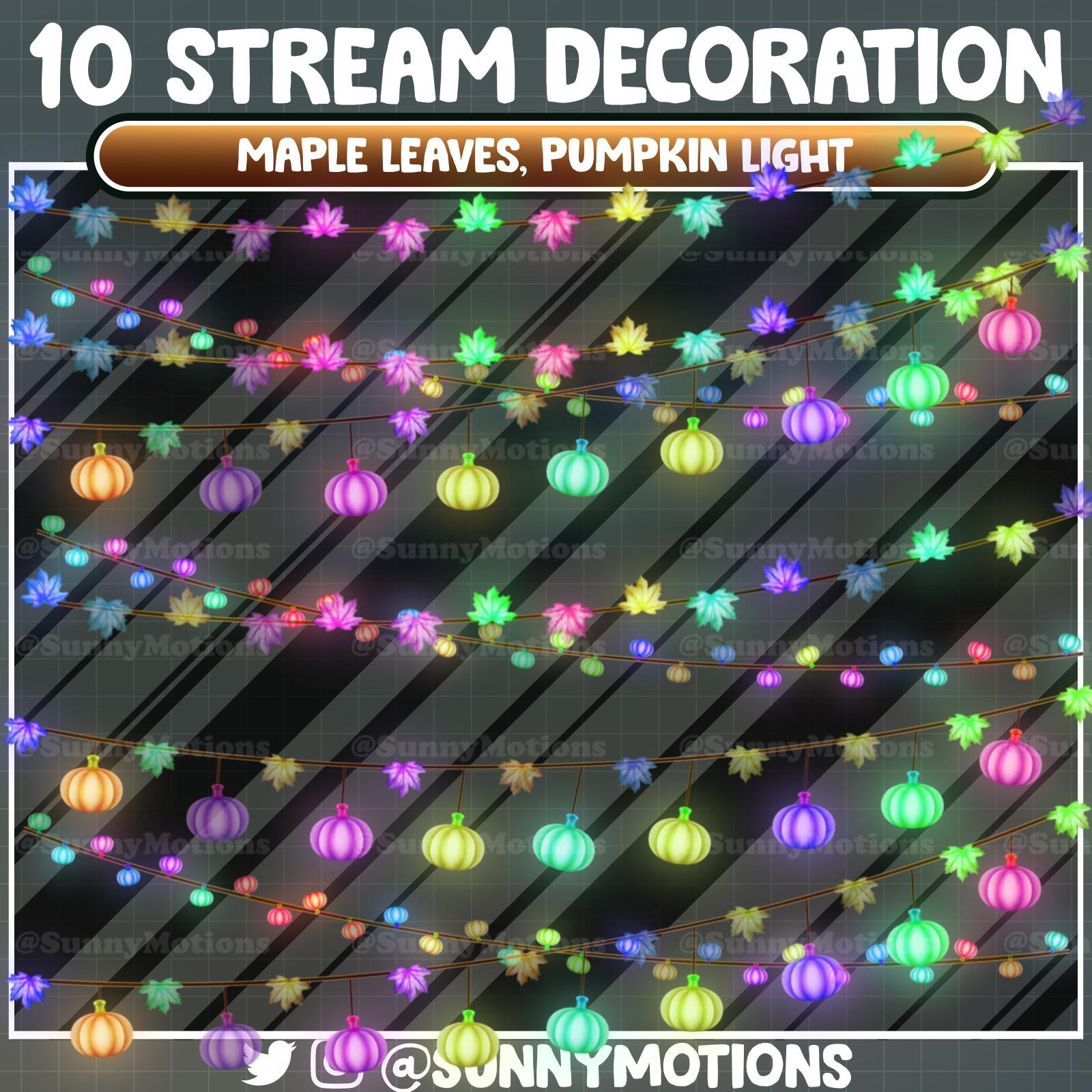 Fall Streamer Designs 10 Animated Stream Decoration: Aesthetic Autumn Pumpkin, Maple Leaf ...