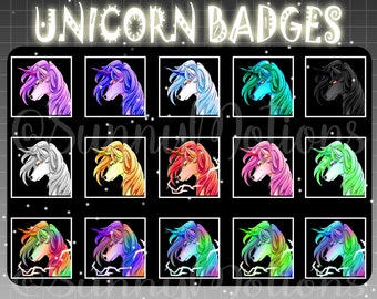 15 Unicorn Twitch Loyalty Sub Bit Badges / Kawai Animal Emoji / Cool Bird Sub Badges / Subscriber Badges For Streamers / Angry Neon Emotes