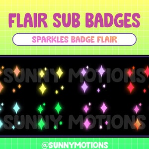 8 Sparkle Badge Flair for Twitch Sub Badges / Twinkle Stars Twitch Badge Flairs, Tier 2 and Tier 3 Flairs / Streamer Emotes / Bit Badges