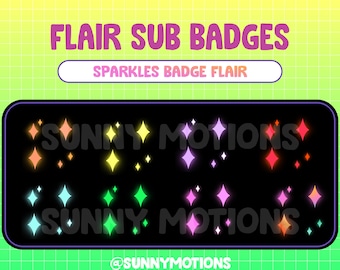 8 Sparkle Badge Flair for Twitch Sub Badges / Twinkle Stars Twitch Badge Flairs, Tier 2 and Tier 3 Flairs / Streamer Emotes / Bit Badges