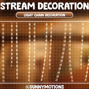 Animated Stream Decoration Aesthetic Yellow Lights Chains / Cozy Light Curtain / Kawaii String Lights Twitch Overlay / Lofi Fairy Lights