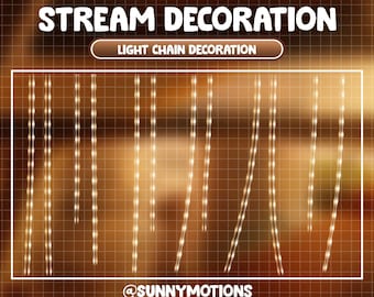 Animated Stream Decoration Aesthetic Yellow Lights Chains / Cozy Light Curtain / Kawaii String Lights Twitch Overlay / Lofi Fairy Lights