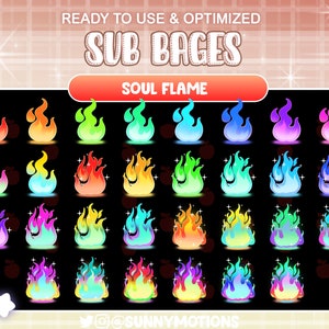 31 Colorful Neon Magical Soul Flame Twitch Sub Bit Badges, Sparkles Rainbow Fire Sub, Sci-fi Blaze Complete Tier Sub Bit Donation Streamers