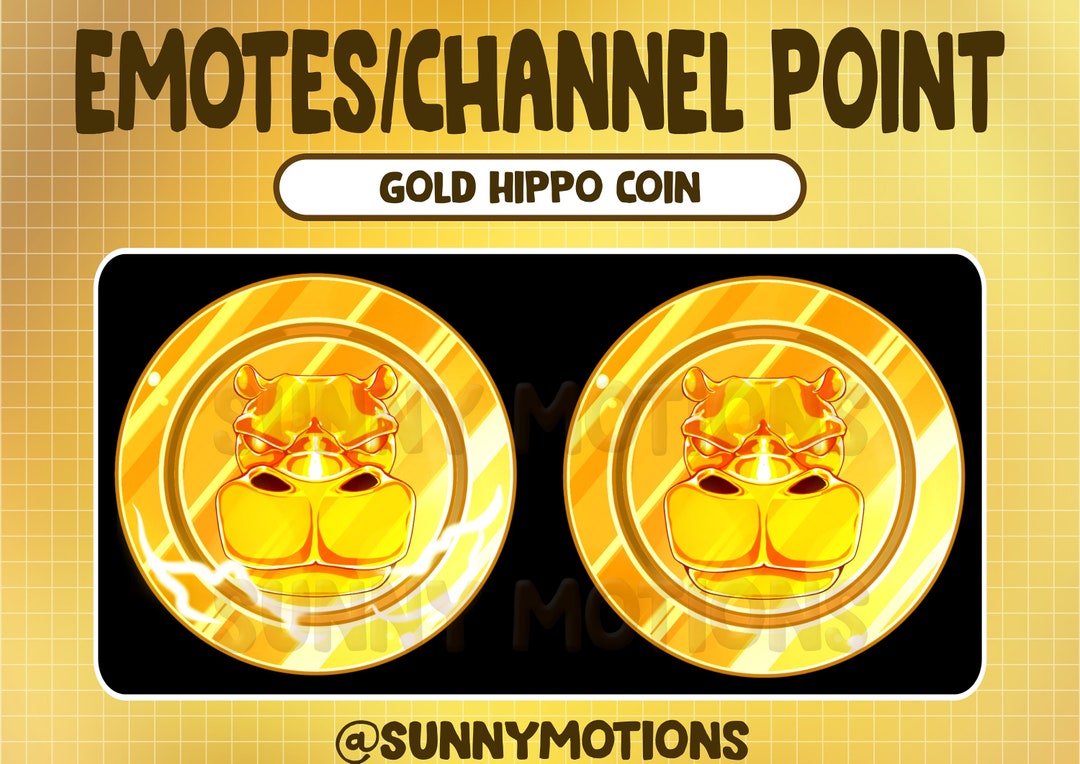 Twitch Cool Gold Hippopotamus Coin Emotes / Hippo Channel Etsy