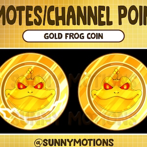 Twitch Cool Gold Frog Coin Emotes / Channel Points / Kawaii Cute Emotes / Pastel / Streamer Graphics / Gamer Star / Animal Sub Bit Badges