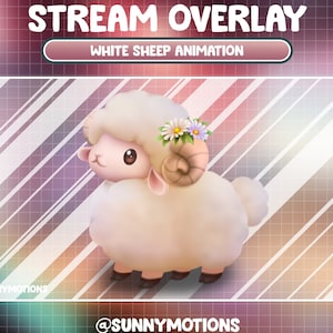 Animated Stream Decoration Soft Plushy Toy: Lo-fi Aesthetic White Sheep / Cute Baby Sheep Animal Add-on / Kawaii Livestock Twitch Overlay