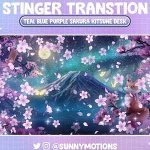 1 Animated Pink Purple Blooming Cherry Blossom Stream Stinger Transition, Japanese Sakura Twitch Overlay, OBS Vtuber Assets, Twitch Alerts image 5