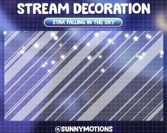 Animated Stream Decoration Star Falling / Cute Lover Cozy Theme / Cottagecore / Kawaii Twitch Overlay / Magical Starry Night /Lofi Aesthetic