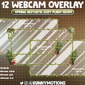 12 ANIMATED Green Tree Webcam Border Pack / Kawaii Mushroom, Sakura Light, Hanging Plant Pots Webcam Overlays For Twitch, Youtube, Facebook