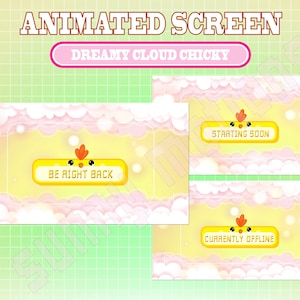 ANIMATED Twitch Stream Package / Cute Yellow Dreamy Chicken Cloud ...