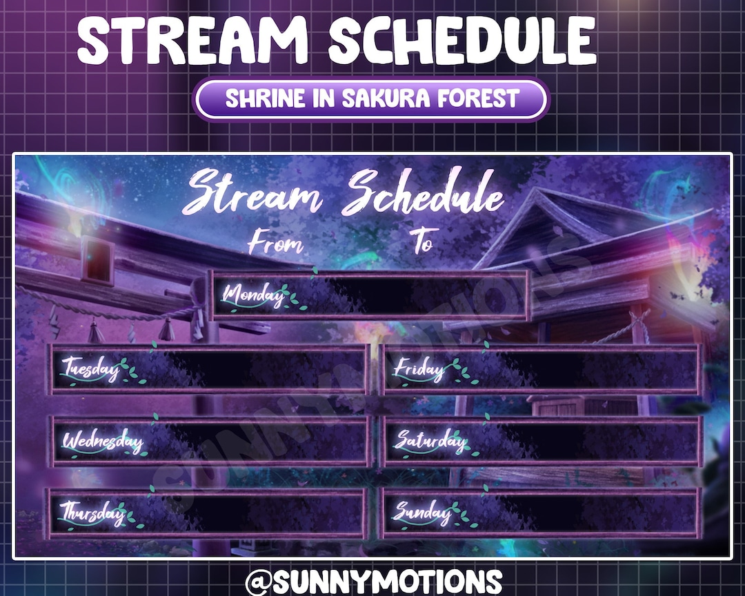 Twitch Overlay Stream Schedule: Shrine Soul Flames at Night