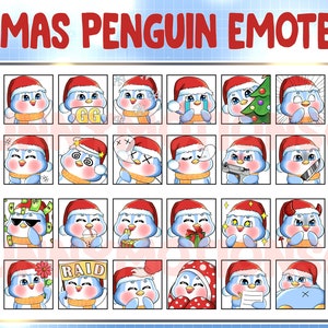 Cute Kawaii Christmas Penguin Twitch Discord Emotes / Sea Animal Emoji / Bird Loyalty Sub Bit Badges / Channel Points / Xmas Blue Bundle