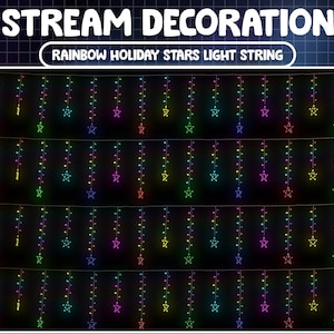 4x Animated Stream Decoration: Stars Light String / Holiday Cozy Aesthetic / Twinkle Lights Chain / Add-on Twitch Overlay / Vtuber Assets