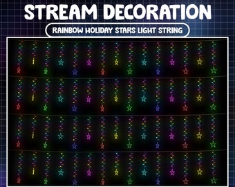4x Animated Stream Decoration: Stars Light String / Holiday Cozy Aesthetic / Twinkle Lights Chain / Add-on Twitch Overlay / Vtuber Assets