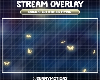 Animated Stream Decoration / Cute Cozy Theme / Magical Butterflies Flying Around / Spring Night Twitch Overlay / Yellow Butterfly Fairy Tale