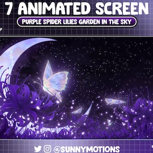 Animated Dark Purple Spider Lily Garden the Sky Twitch Screen Overlay ...
