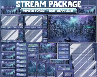 ANIMATED Twitch Overlay Stream Package / Snowy Christmas Winter Night / Winter Forest / Northern Light Wonderland/ Fuji Mountain / Ice Road