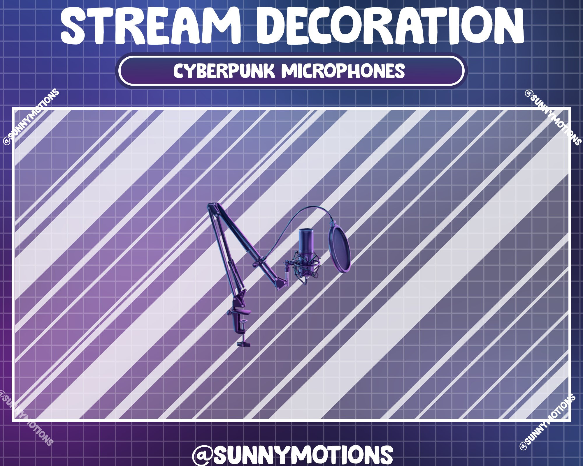 Microphone Overlay 1 Animated Stream Decoration: Cyberpunk Microphones / Vtuber Accessory ...