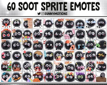 60 Cute Soot Sprite Twitch Emotes, Discord, Streamer, Scribble Creature, Spiky Monster Emoji, Subscriber Loyalty Sub Bit Badge Channel Point